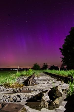 Polarlicht am alten Bahngleis